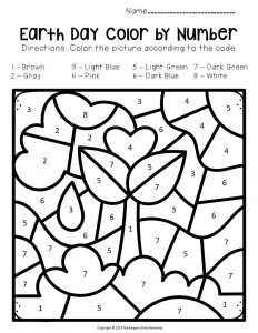 Free printable color by number earth day preschool worksheets earth day worksheets earth day coloring pages earth day