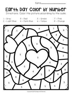 Free printable color by number earth day preschool worksheets earth day activities earth day preschool activities earth day