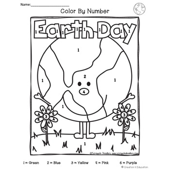 Free earth day color by number by creation education tpt