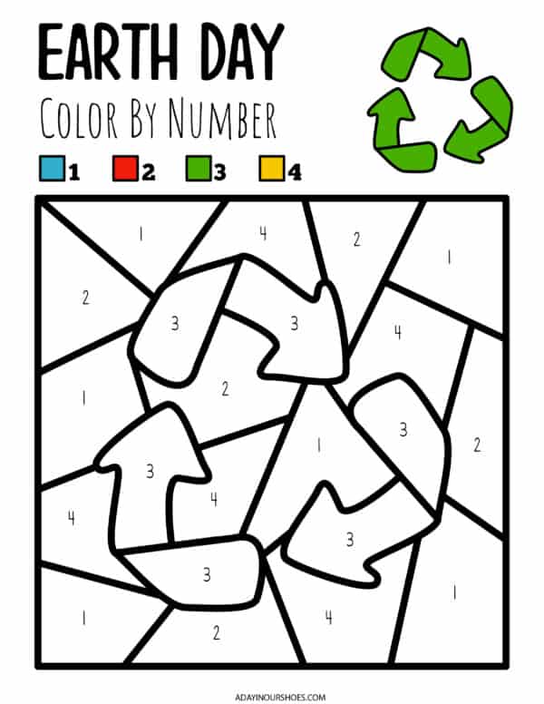 Ð earth day color by number free printables