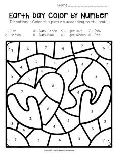 Free printable color by number earth day preschool worksheets earth day activities earth day worksheets earth day preschool activities