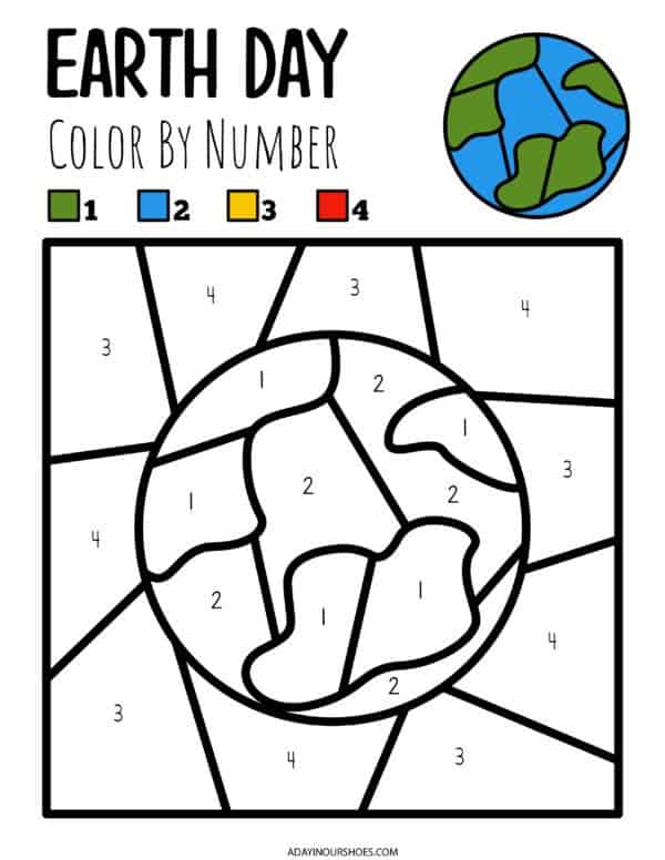 Ð earth day color by number free printables