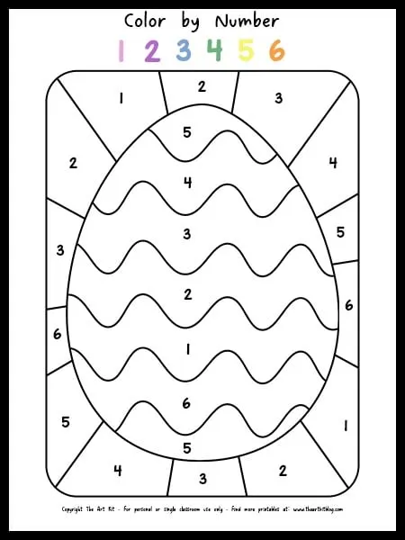 Free printable easter egg color by number coloring page with waves â the art kit