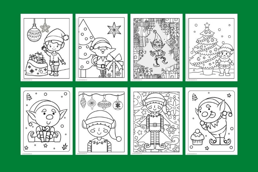 Christmas elf coloring pages for kids free pdf download