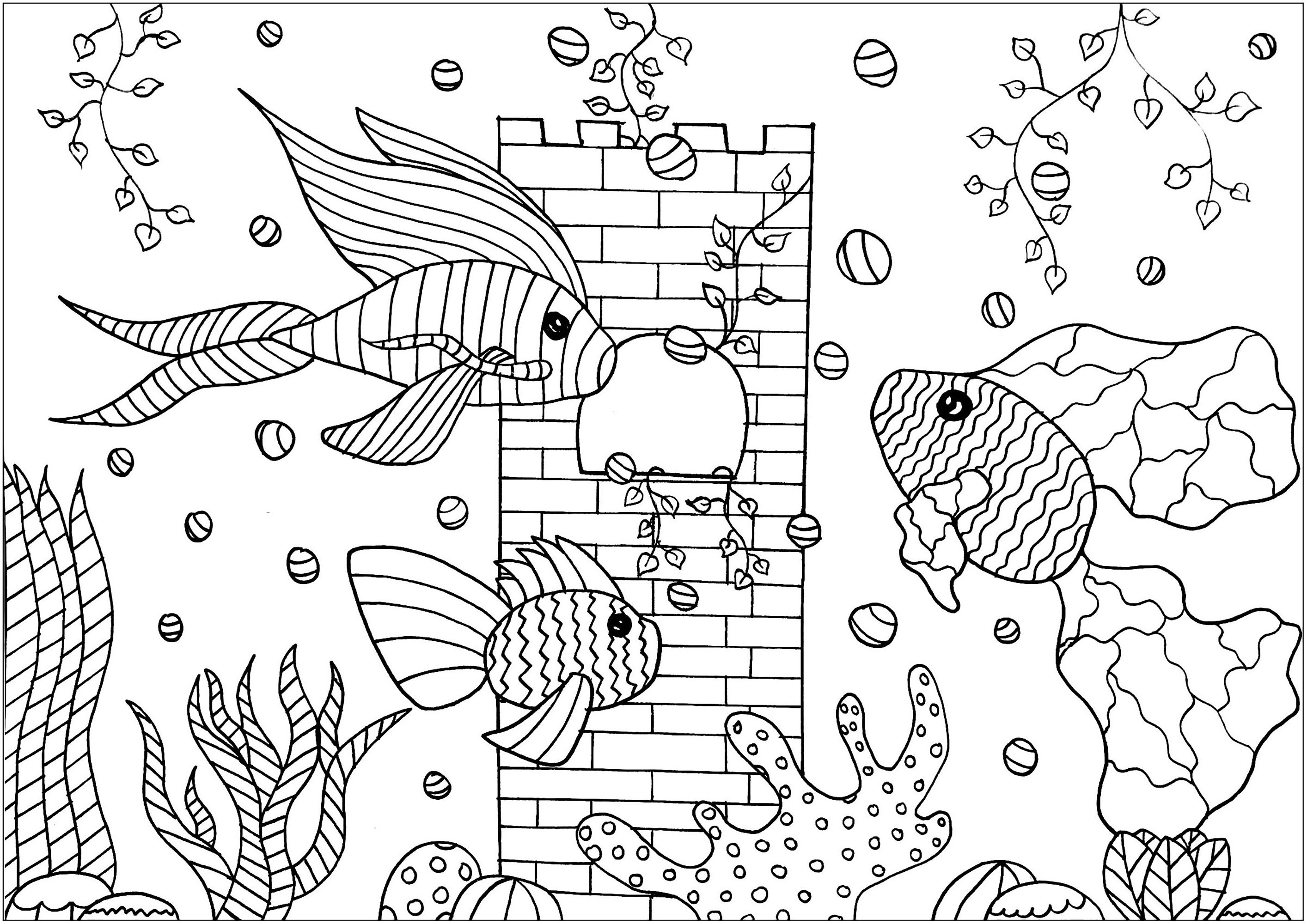 Fish coloring pages for children