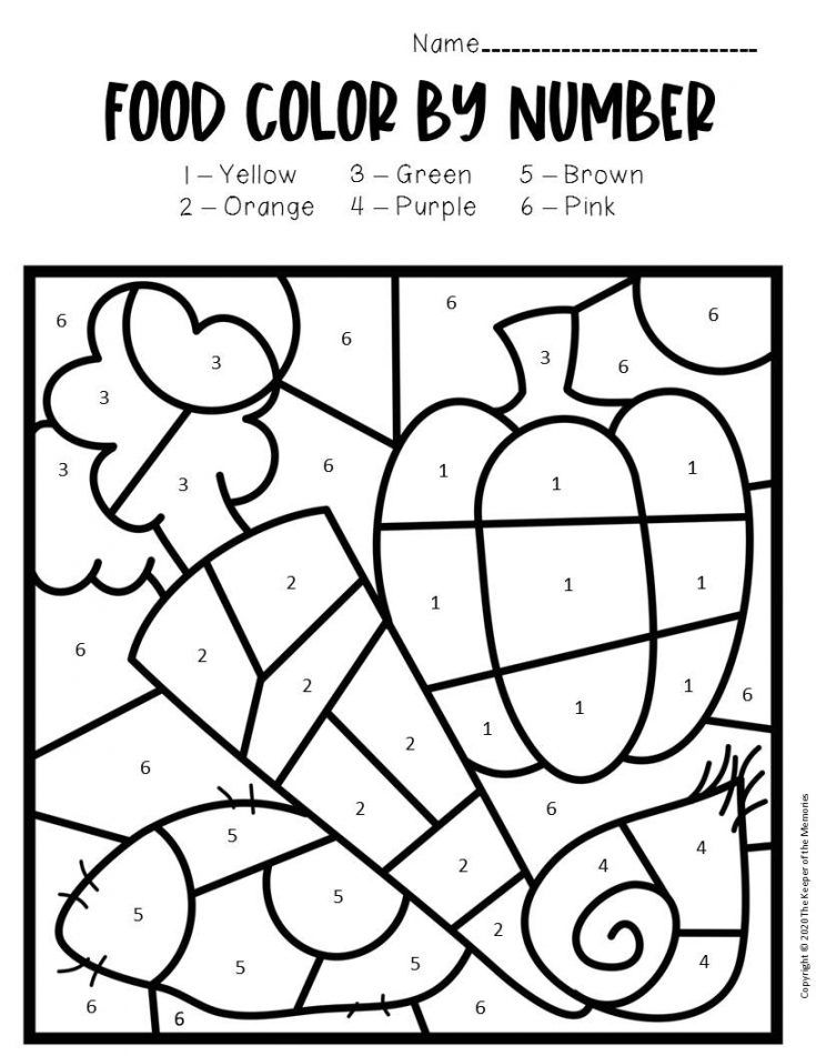 Free printable color by number food preschool worksheets preschool worksheets numbers preschool color worksheets for preschool