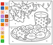 Food color by number coloring pages free coloring pages