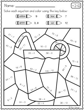 Fun food division color by number coloring pages divide by