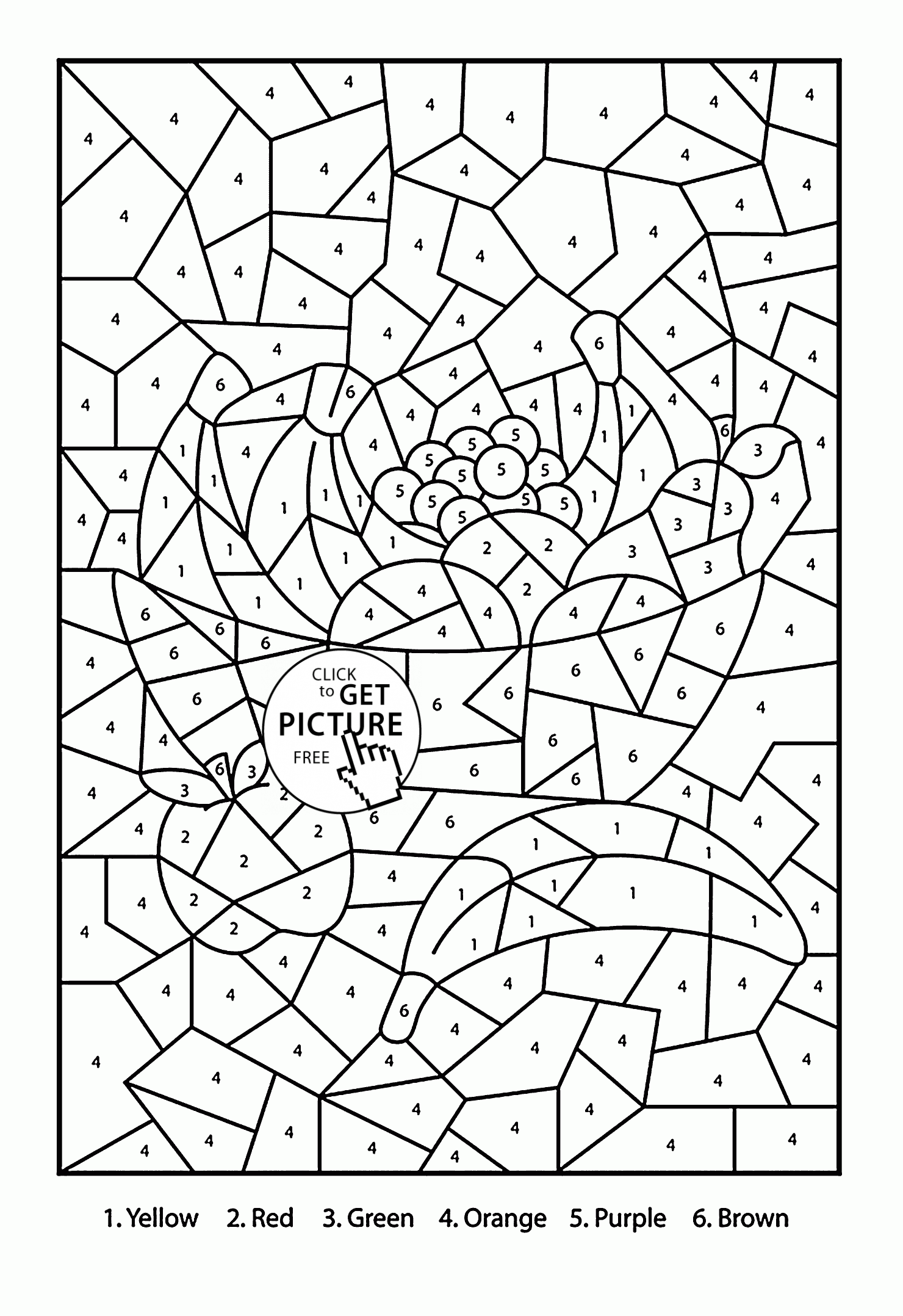 Color by number fruits coloring page for kids education coloring pages printables free