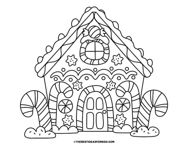Gingerbread house coloring pages free printables