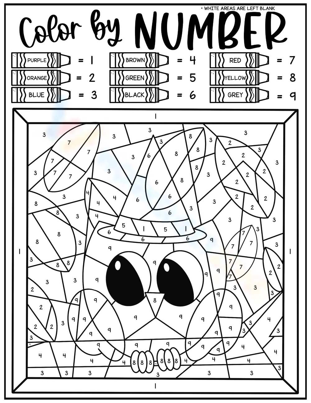 Free collection of halloween coloring by number worksheets