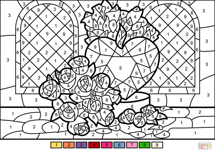 Roses and heart color by number free printable coloring pages unicorn coloring pages color by number printable coloring pages