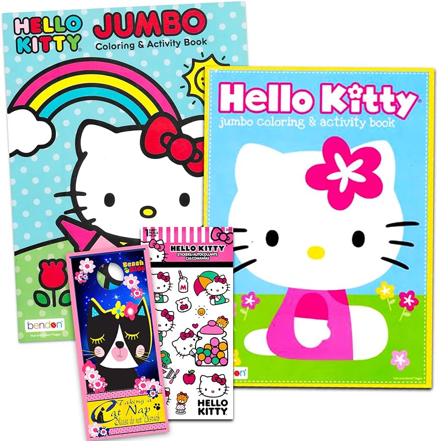 Hub studios hello kitty coloring book and stickers super set hello kitty coloring book with hello kitty stickers specialty door hanger toys