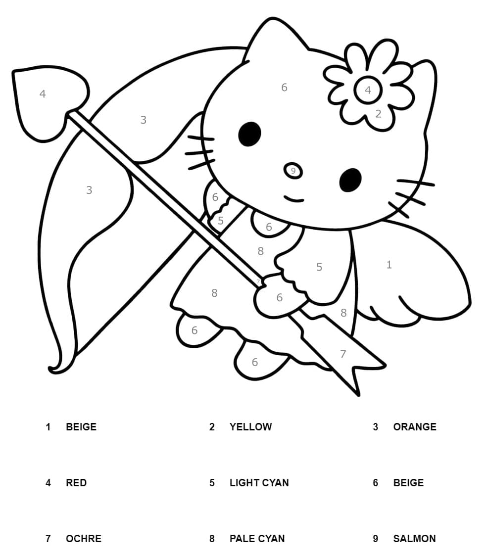 Angel hello kitty color by number coloring page hello kitty coloring hello kitty hello kitty party