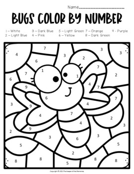 Bugs color by number worksheets by the keeper of the memories tpt