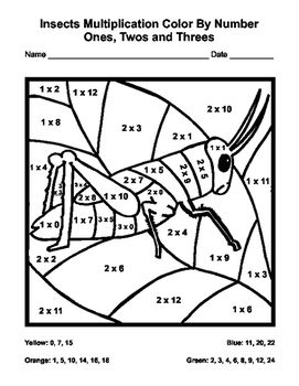 Insects multiplication color by number math coloring worksheets multiplication math coloring