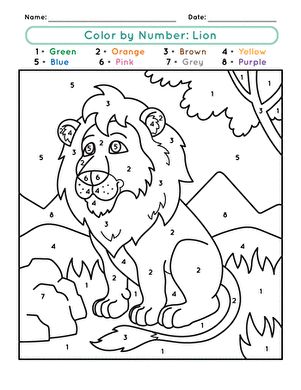 Unveil a popular animal as you color by number the lion this friendly lion is hidden in â animal coloring pages coloring pages for kids crayola coloring pages