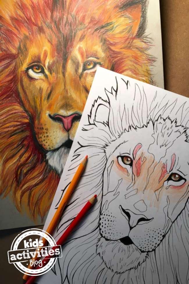 Amazing free printable lion coloring page for kids