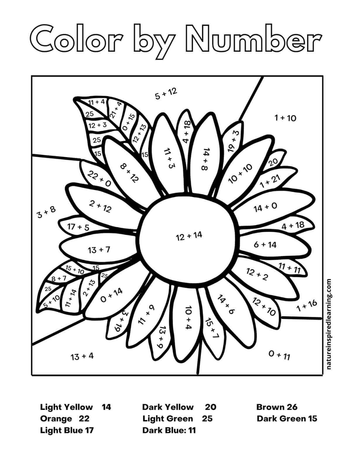 Addition color by number worksheets