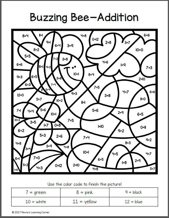 Spring color by number worksheets kids math worksheets math for kids math coloring worksheets