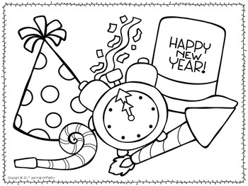 New years coloring pages freebie by learning with the owl tpt