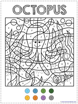 Color by number ocean animals coloring pages