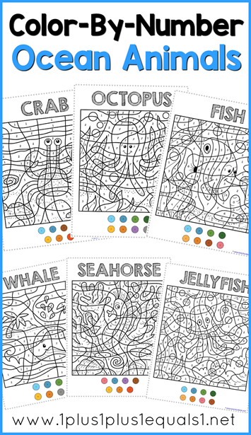 Color by number ocean animals coloring pages