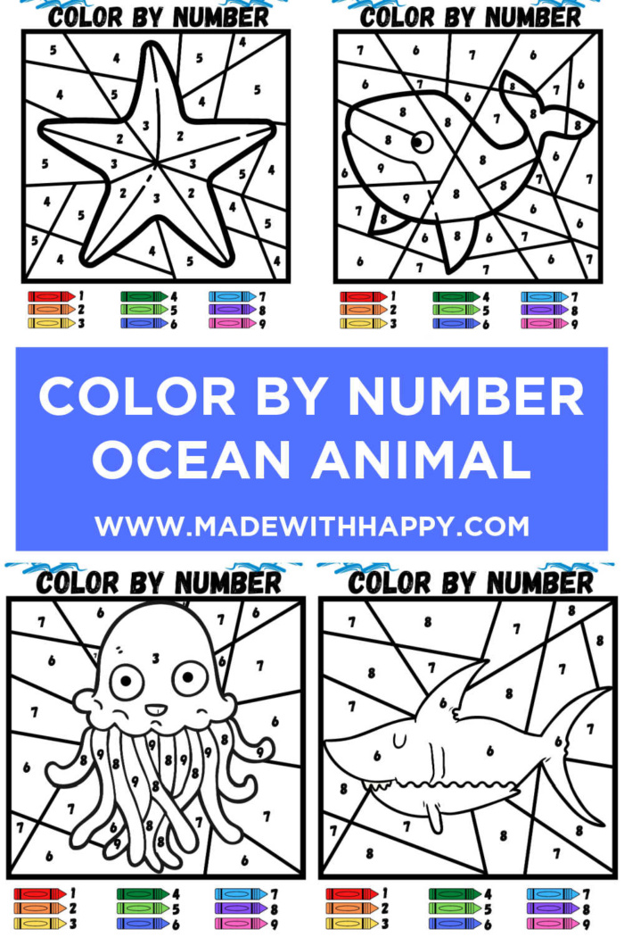 Color by number ocean animals