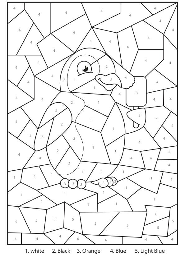 Penguin color by number coloring pages numbers for kids color activities