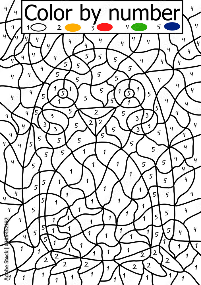 Color by number puzzle for kids cute antarctica penguin coloring page illustration for children winter holidays simple riddle game one of a series illustration