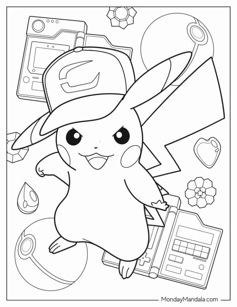 Pikachu coloring pages free pdf printables