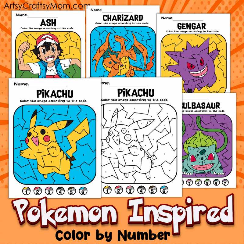 Pokemon color by number sheets