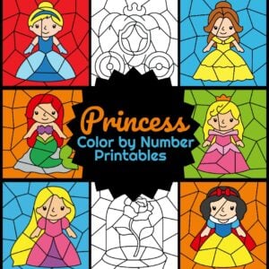 Princess color by number worksheets