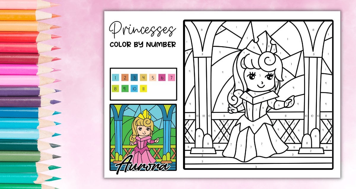 Free printable disney princess color by number pages rfreeprintables