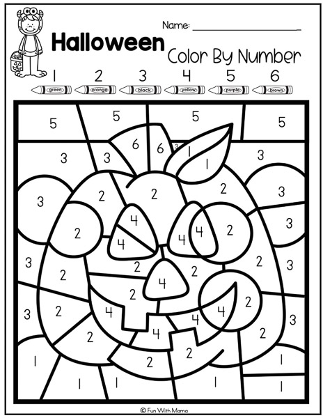 Free halloween color by number printables