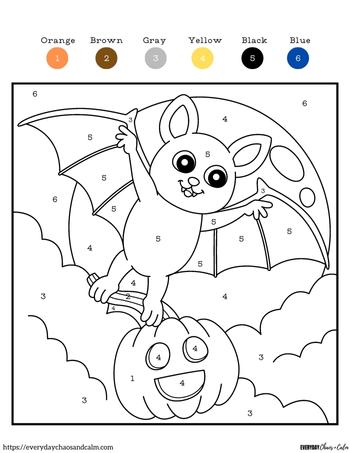 Free halloween color by number printables