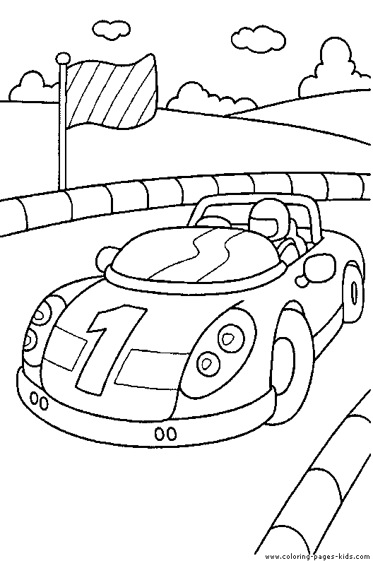 Race car driver in a race car coloring page