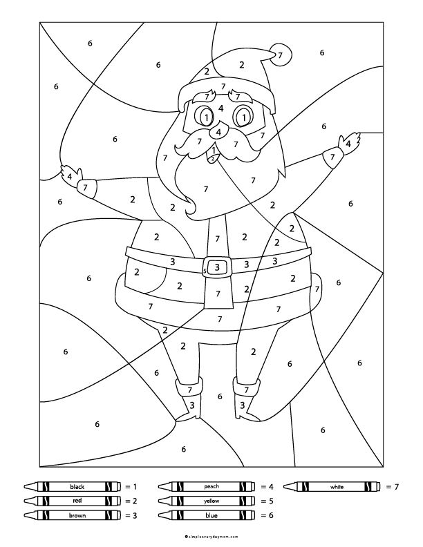 Christmas color by number worksheets for kids christmas color by number christmas coloring books santa coloring pages