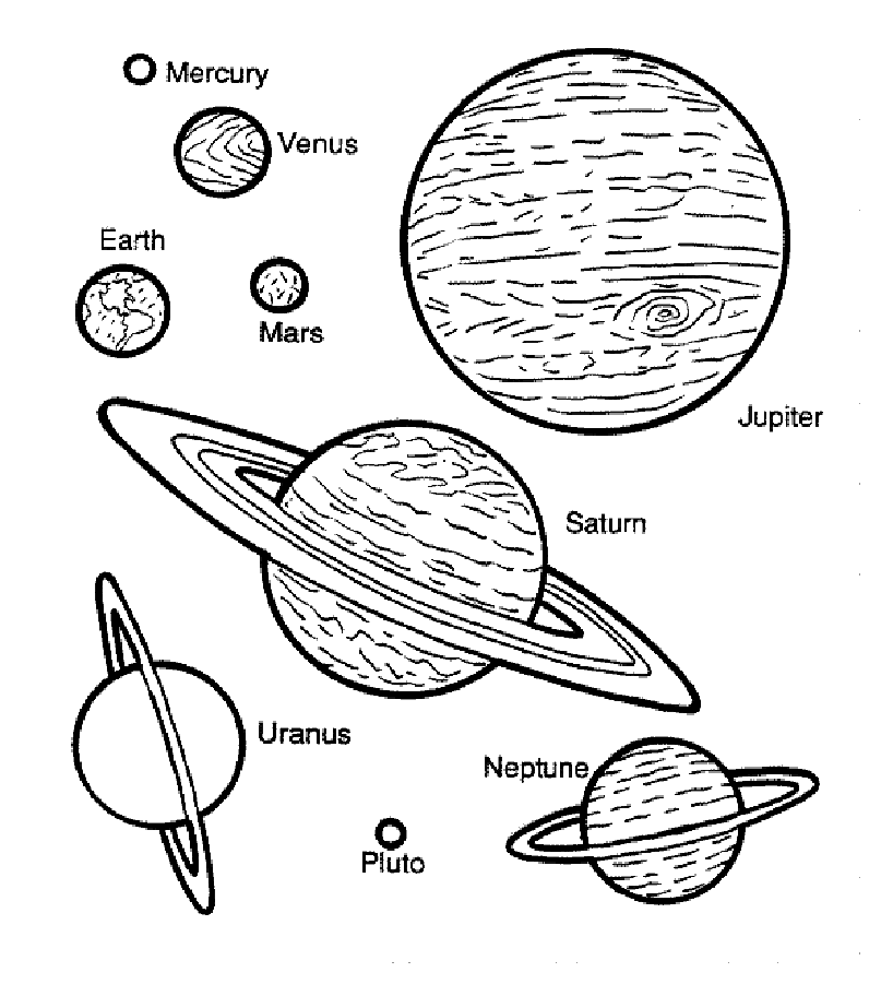 Drawing of space plas galaxy free to download and color