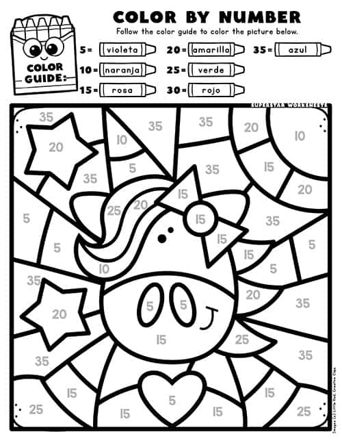 Spanish color worksheets