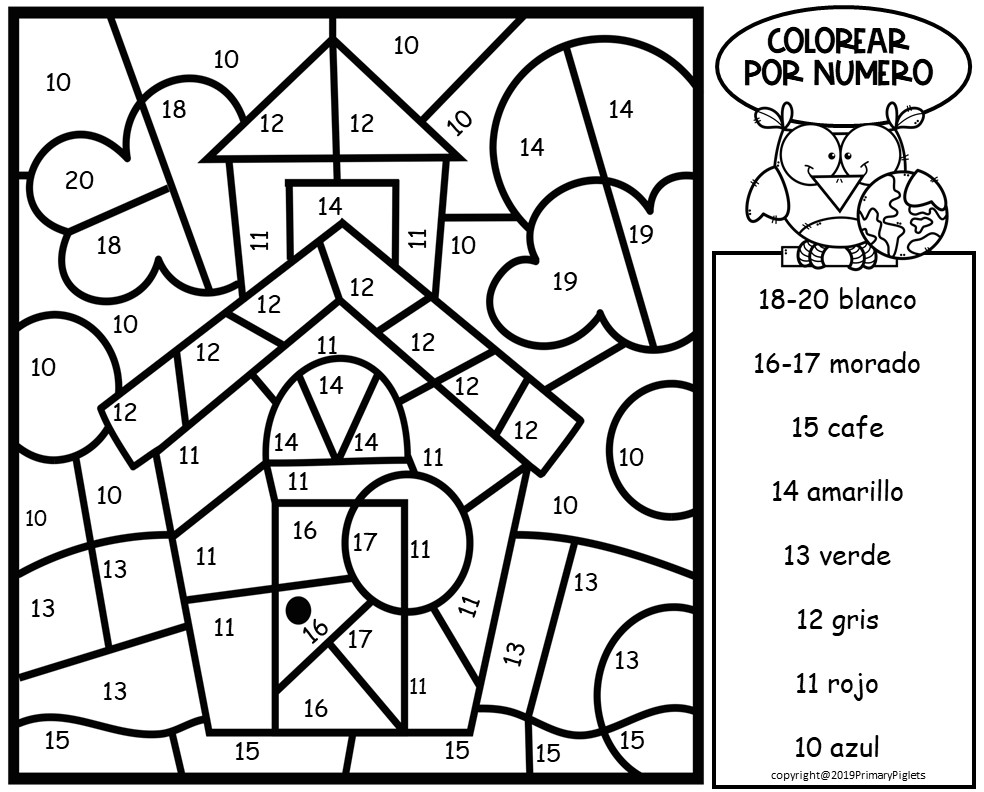 Back to school color by number in spanish made by teachers