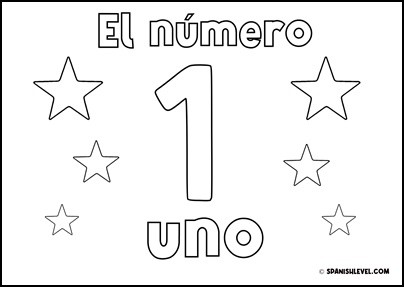 Number one in spanish coloring page spanish level