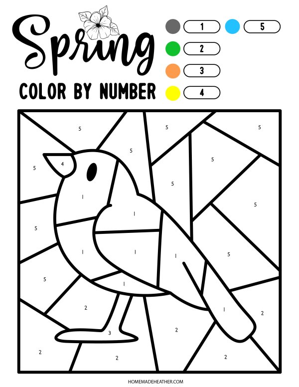 Spring color by number printables homemade heather