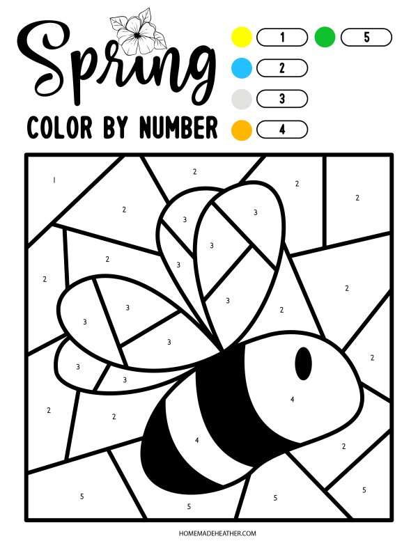 Spring color by number printables homemade heather