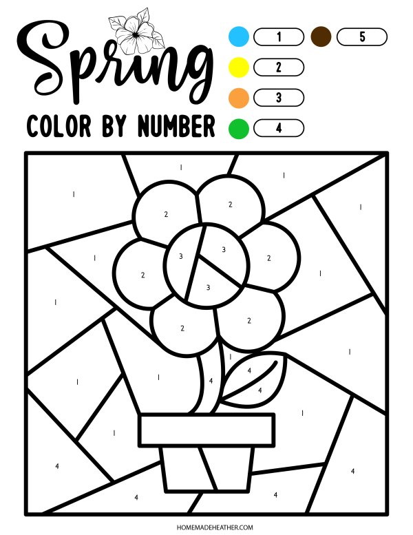 Spring color by number printables homemade heather