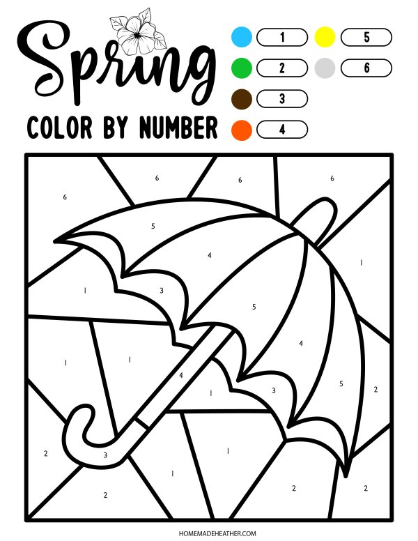 Spring color by number printables homemade heather