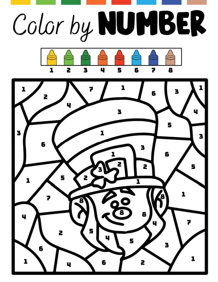 Free st patricks day color by number printables for kids