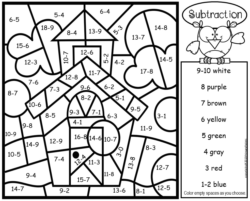 Back to school color by number addition and subtraction bundle made by teachers