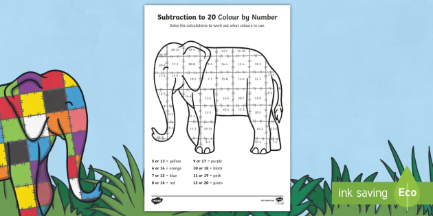 Colour by subtraction to worksheet