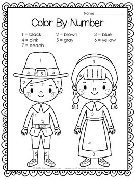 Thanksgiving activities free color by code number sight words